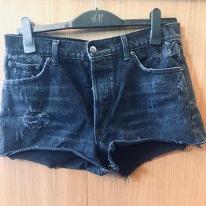 REFORMATION Black Jean Cutoff Shorts